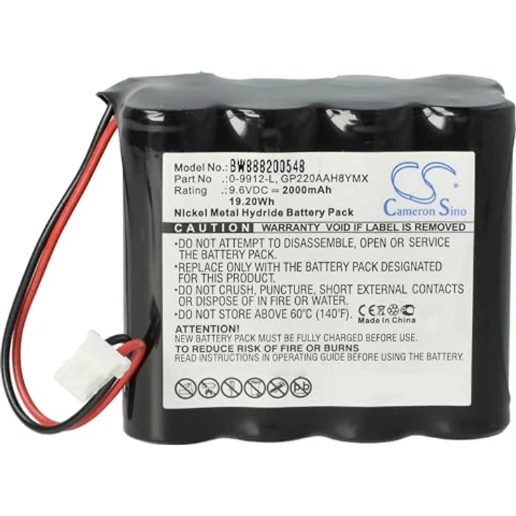 VHBW Akku Ersatz für Visonic GP220AAH8YMX, 0-9912-L für Alarmanlage, 2000 mAh, 9,6 V, NiMH, schwarz – Bild 3