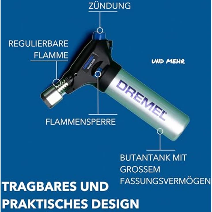 Bosch Home & Garden Lötkolben VersaFlame (2200-5), Multifunktionaler Butangas Lötkolben mit Piezo-Zündung, 34ml Tankinhalt, bis zu 1200 °C – Bild 3
