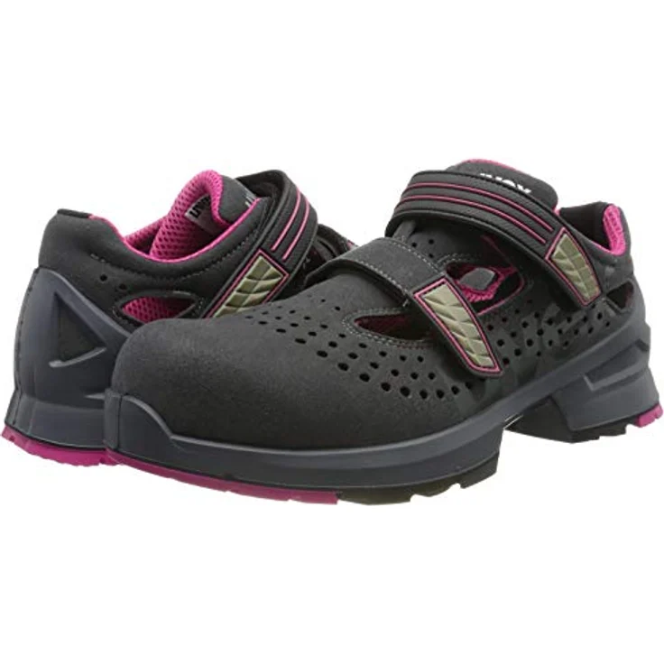 Uvex ladies Sicherheits-Sandale gel. Gr. 39, ESD, S1, doppelter Klettverschluss, grau/pink – Bild 7