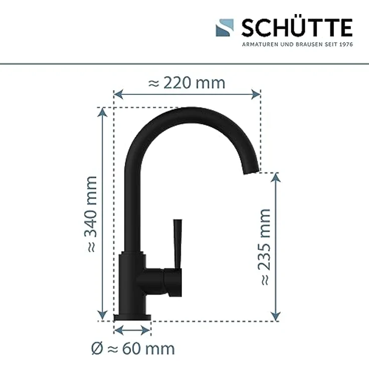 Schütte Cornwall Niederdruck Spültischarmatur, 360° schwenkbarer Wasserhahn mit Dripless-Strahlregler und Cold-Start Technik – Bild 6