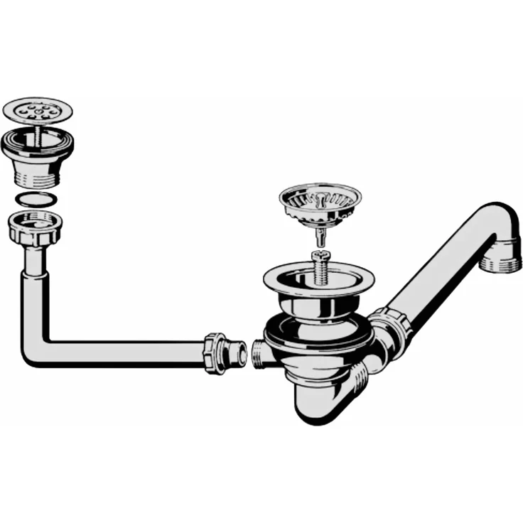 Villeroy & Boch Einbauspüle Profi Ablaufgarnitur 8K920061, Handbetätigung, langlebiges Material