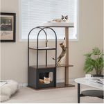 COSTWAY Kratzbaum, mit Katzenhöhle & abnehmbarem Katzenbett & Ball, 118cm hoch, Schwarz