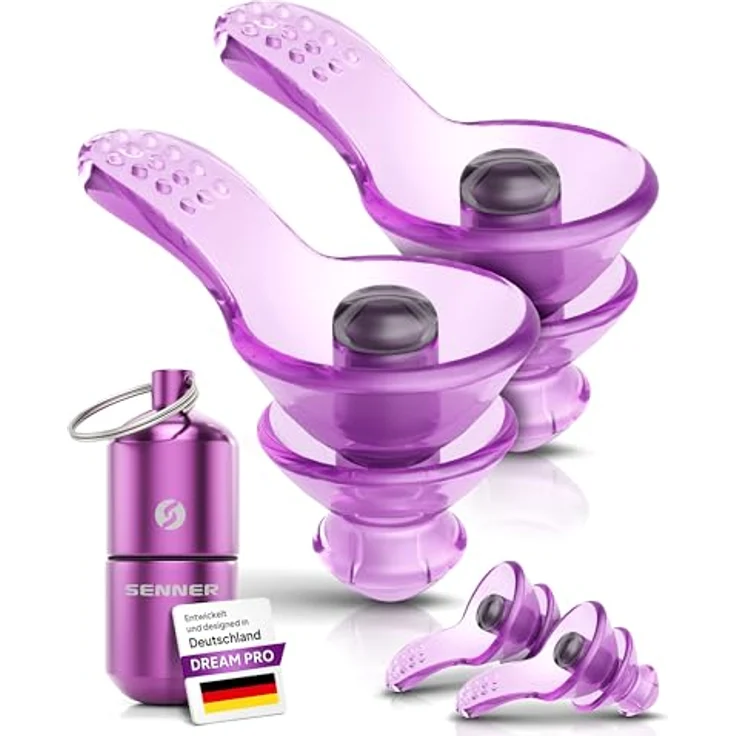 Senner ® DreamPro, Ohrstöpsel für ruhigen Schlaf, Gehörschutz mit 29 dB SNR, hypoallergen, 2 Größen, Alubehälter für Seitenschläfer – Bild 1