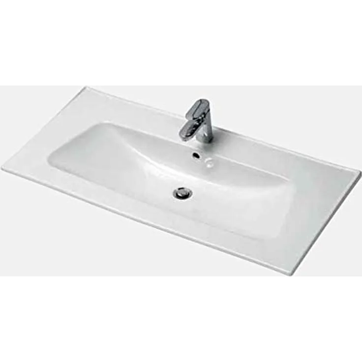 Pelipal Keramik-Waschbecken Trentino, 108 cm x 51 cm, kubische Form, weiß