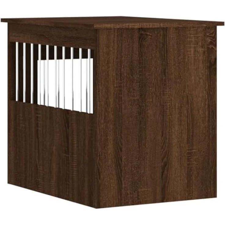 vidaXL Hundekäfig im Möbelstil, Abschließbar Hundebox mit Tür, Hundehütte Beistelltisch mit 2-in-1-Funktion, Hundehaus Haustierkäfig, Braun Eichen-Optik 55x75x65 cm – Bild 5