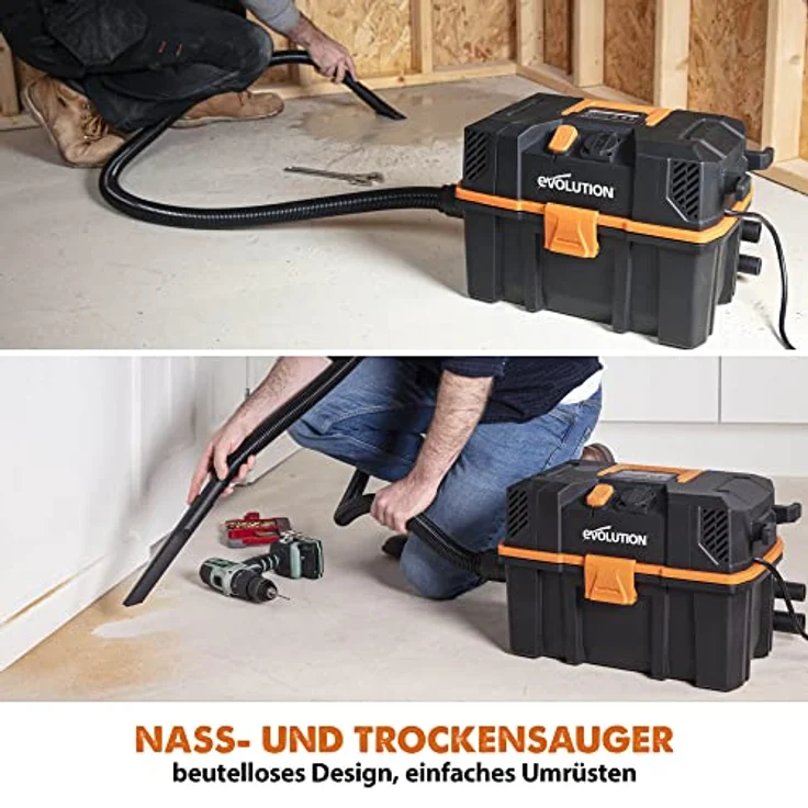 Evolution Power Tools R15VAC Nass-Trockensauger Staubsauger mit Dual-Luftfunktion, 15L, 1.000W, Stromausgangsbuchse (1.700W), Inkl. Zubehör – Bild 2
