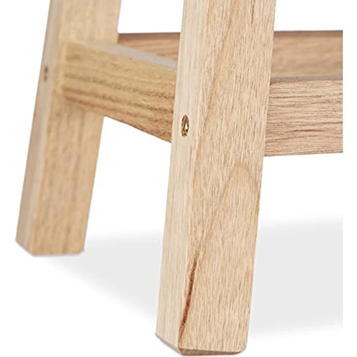 Relaxdays - Tritthocker Holz, Fußbank aus Naturholz, niedriger Blumenhocker für Töpfe, HBT: 25,5 x 29,5 x 22 cm, natur – Bild 8