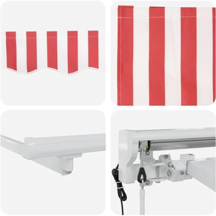 vidaXL Elektrische Markise rot und weiß, ausziehbar 5 x 3 m mit Fernbedienung und wetterfestem Stoff – Bild 6