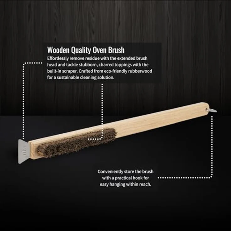 Witt Pizzaofenbürste, Holzgriff mit Kokosborsten & Edelstahlschaber, effizienter Reinigungsbegleiter für Witt ETNA Pizzaöfen – Bild 5