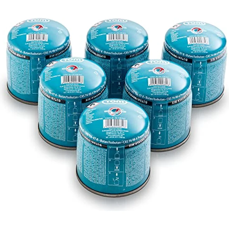 TOM Gaskartuschen CG-190, Butangas Kartuschen 190 g mit Sicherheitsventil, ideal für Campingkocher, Lötbrenner und Abflämmgerät, 6 x, 12 x oder 48 x Varianten erhältlich – Bild 1