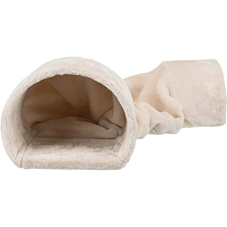 TRIXIE 63102 Kuscheltunnel mit 2 Ausgängen, Zwergkaninchen, 27 × 21 × 80 cm, beige – Bild 1