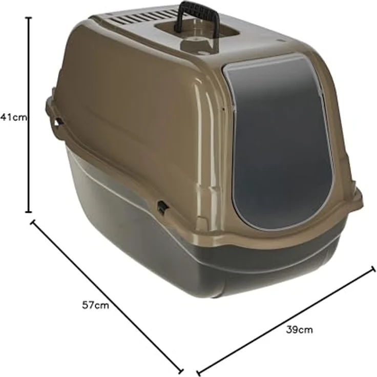 Kerbl Pet Katzentoilette Emma Eco braun/schwarz, 57x39x41 cm - Umweltschonend aus 100% recyceltem Kunststoff, inkl. Tür und Geruchsfilter – Bild 3