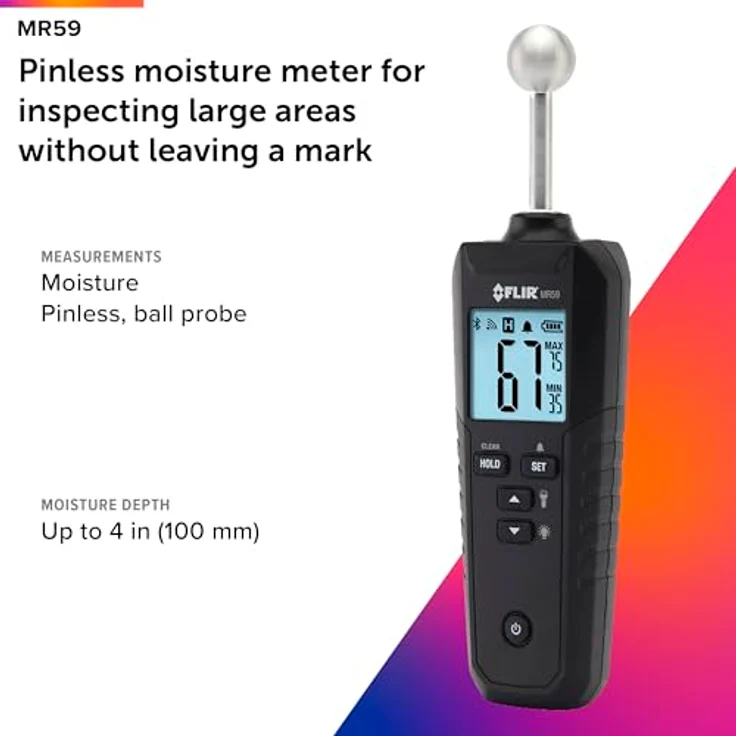 FLIR MR59 Materialfeuchtemessgerät Messbereich Baufeuchtigkeit Bereich 0 bis 100 % Messbereich Holzfeuchtigkeit Bereich 0 bis 100 % MR59 – Bild 2