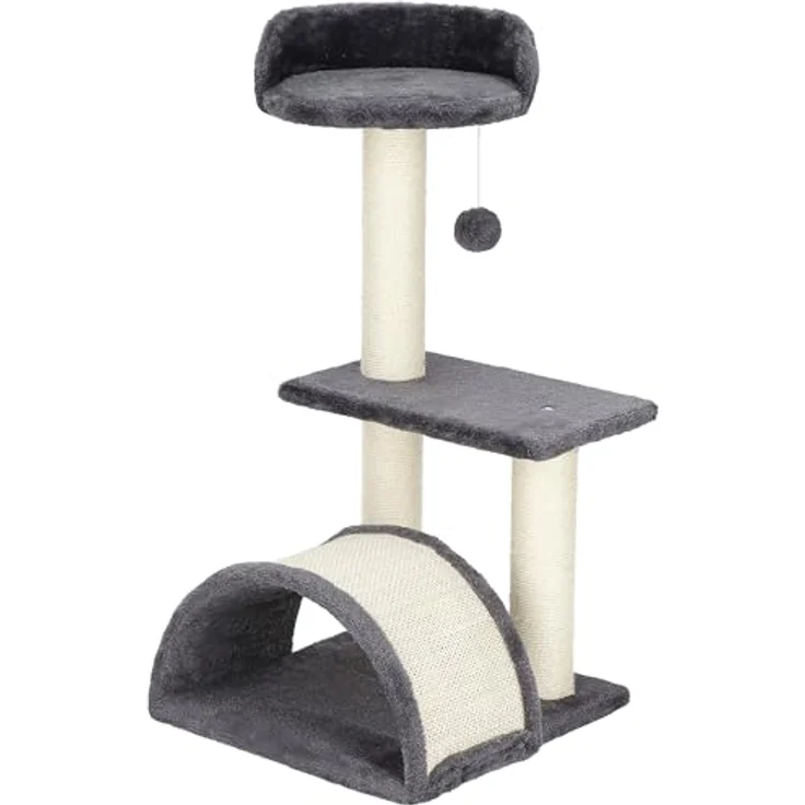 SPRINGOS Katzenbaum mit Sisalpfosten, Plattformen, Brücke und Spielball, 67 cm hoch, ideal zum Krallenwetzen und Spielen – Bild 1