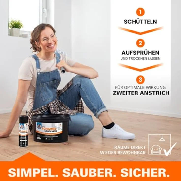 Tonis SCHIMMELSCHOCK Sprühfarbe Schimmelspray 5.1, 300ml für 1,5 m², sehr giftig für Wasserorganismen – Bild 4