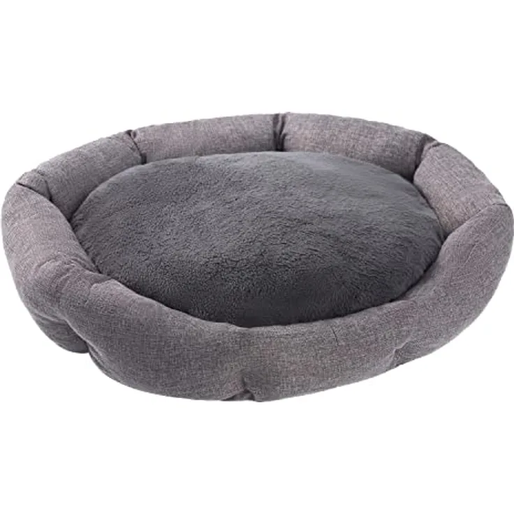 Petstuff Hundebett Achteckig Octagon 50 x 57 x 13 cm, Kissen herausnehmbar, waschbar, Farbwahl, grau