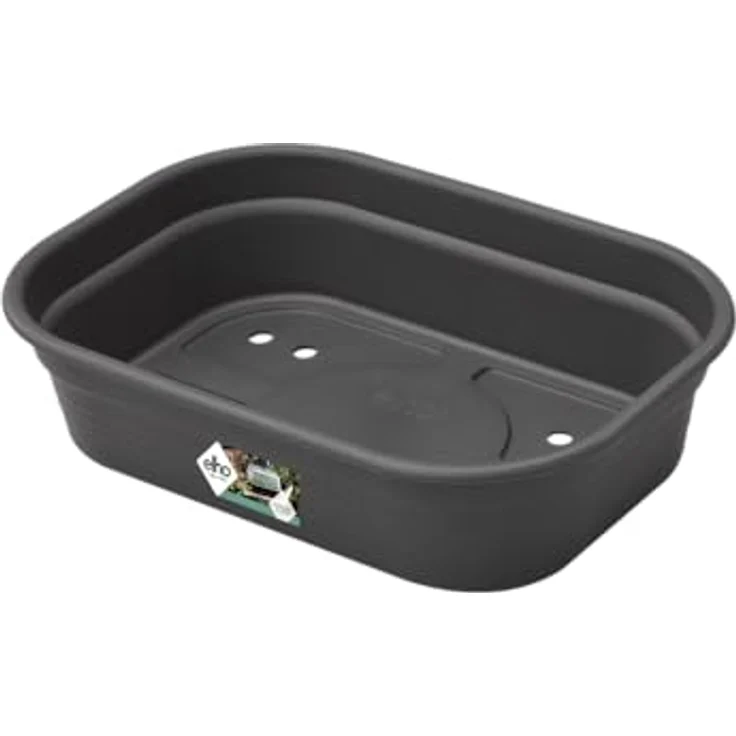 Elho Green Basics Anzucht Schale S - Lebhaft Schwarz - für drinnen & draußen, L 23.9 x W 19.2 x H 6.1 cm, frostbeständig, mit Wasserablauflöchern – Bild 2