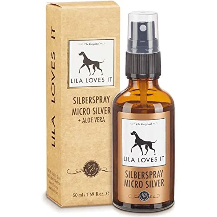 Silberspray für Hunde – natürliche Pflege, mit Aloe Vera und Hyaluron, reinigt und regeneriert, nanofrei, mit Mikrosilber, SILBERSPRAY von LILA LOVES IT, 50 ml