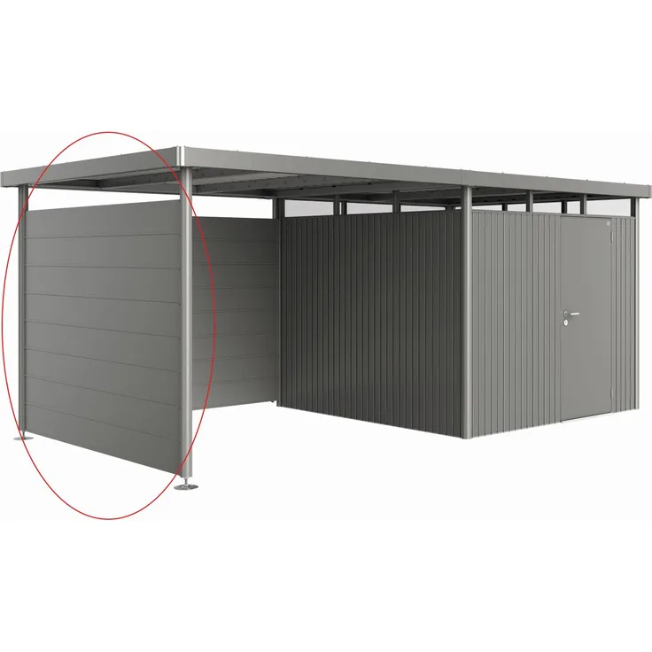 BIOHORTGARTE Seitenwand für Seitendach zu GH HighLine H4, quarzgrau-metallic, ideal zur Erweiterung des Gartenhauses