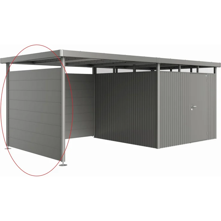BIOHORTGARTE Seitenwand für Seitendach zu GH HighLine H4, quarzgrau-metallic, ideal zur Erweiterung des Gartenhauses