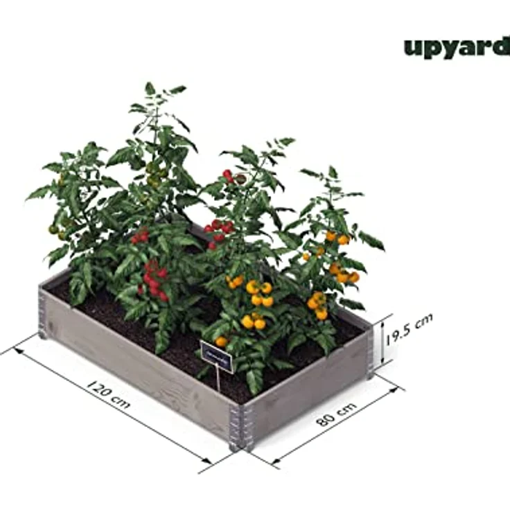 Upyard GardenBox - modernes Hochbeet aus Paletten - modulares Paletten-Hochbeet aus Naturholz für Garten und Terrasse - PEFC-Zertifiziert, 120x80x19,5, Grau – Bild 2