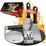 BergVibes Burger Smasher 3tlg. Edelstahl Grillbesteckset, Smash Burgerpresse mit Silikongriff, vielseitig einsetzbar für Burger und BBQ