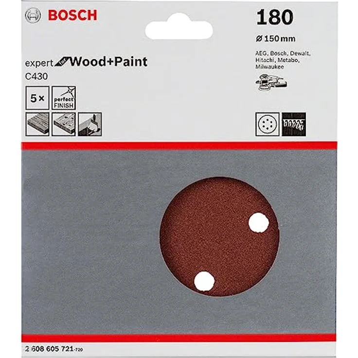 Bosch Professional Schleifblatt für Exzenterschleifer Holz und Farbe (5 Stück, Ø 150 mm, Körnung 180, C430) – Bild 3