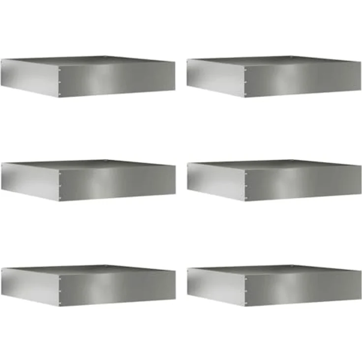 vidaXL Raseneinfassung 6er Set, verzinkter Stahl, moderne Metallkante, 60 x 60 x 13 cm, für Garten und Terrasse, strapazierfähige DIY-Installation, Silber – Bild 1