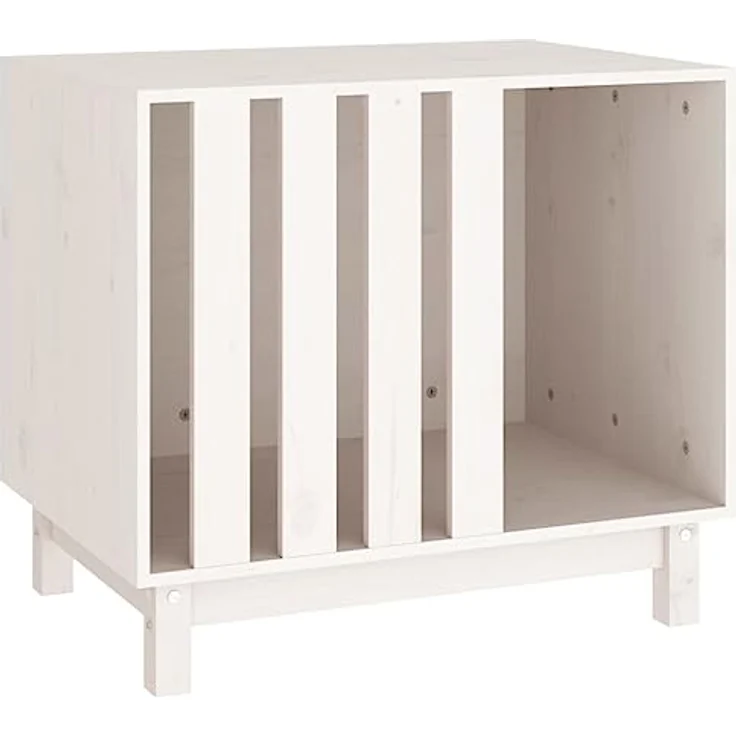 vidaXL Hundehütte Weiß Massivholz Kiefer Hundehaus Hundebett 70x50x62 cm – Bild 1