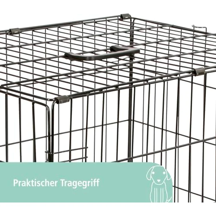 Kerbl Pet Gittertransportbox 81364, klappbar, 63 x 48 x 57 cm, 1 Tür, schwarz – Bild 4