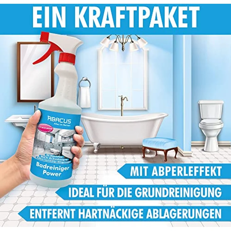 Badreiniger, Sanitärreiniger, gebrauchsfertig für Bad, Dusche und WC - ABACUS Badreiniger Power 750 ml (4335) – Bild 2