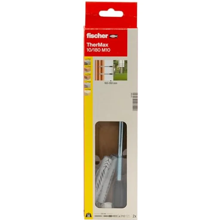 fischer Abstandsmontagesystem TherMax 10 / 180 M10, Dämmstoffdübel mit Anti-Kälte-Konus zur Befestigung leichter Lasten in Wärmedämmverbundsystemen, 2er Pack – Bild 2