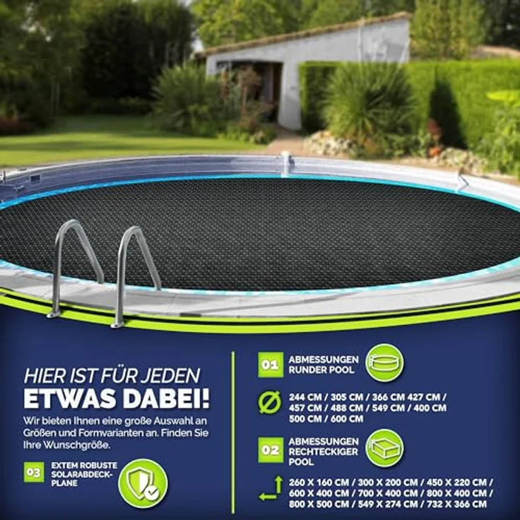 tillvex® Premium Pool Solarabdeckplane 400 µm Rechteckig 700x400 cm | Solarfolie Wärmeplane zuschneidbar | Solarplane Solarabdeckung | Poolheizung Poolsolarplane für Wassererwärmung – Bild 7