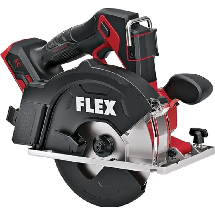 FLEX Akku Metall-Handkreissäge CSM 57 18-EC C, 18 V, Schnitttiefe 57 mm, max. Materialstärke 800 N/mm², inkl. Sägeblatt, Adapterplatte und Parallelanschlag