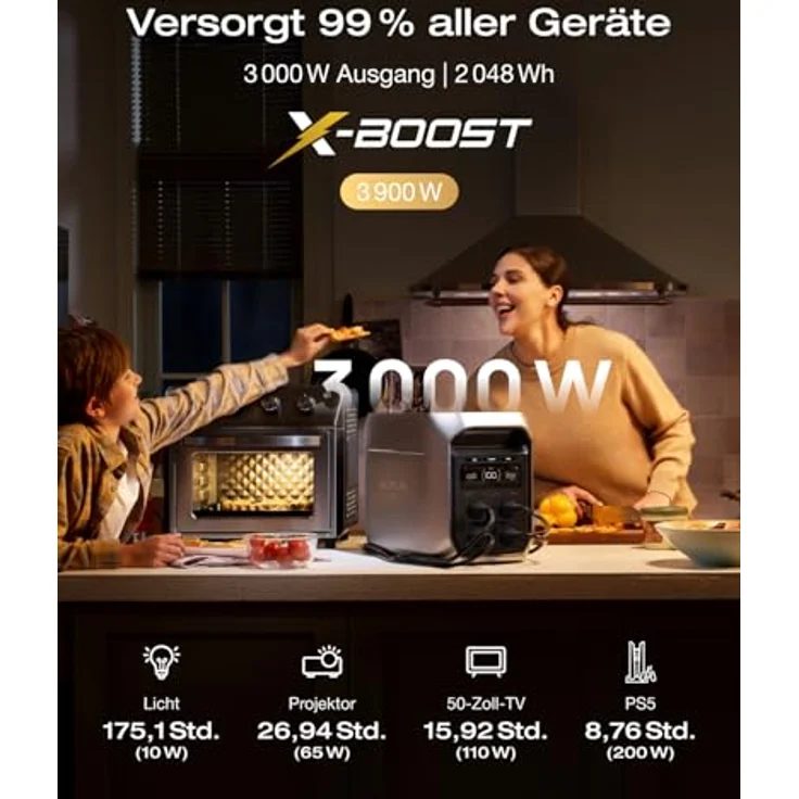 EcoFlow DELTA 3 Max Plus tragbare Powerstation, 2 048 Wh LiFePO-Batterie, erweiterbar auf 10 kWh, 3 000 W AC-Ausgang, ultraschnelles Laden 0–80 % in 47 Min. – Bild 2