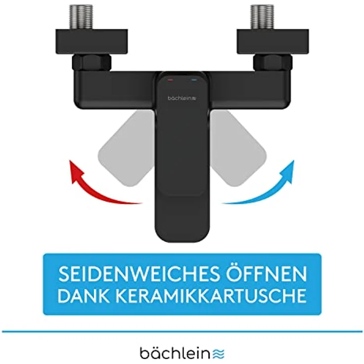 Bächlein Badewannenarmatur Junias, eckige Einhand-Wannenbatterie Komplettset in Matt Schwarz mit Keramikkartusche und innovativem Luftsprudler – Bild 3