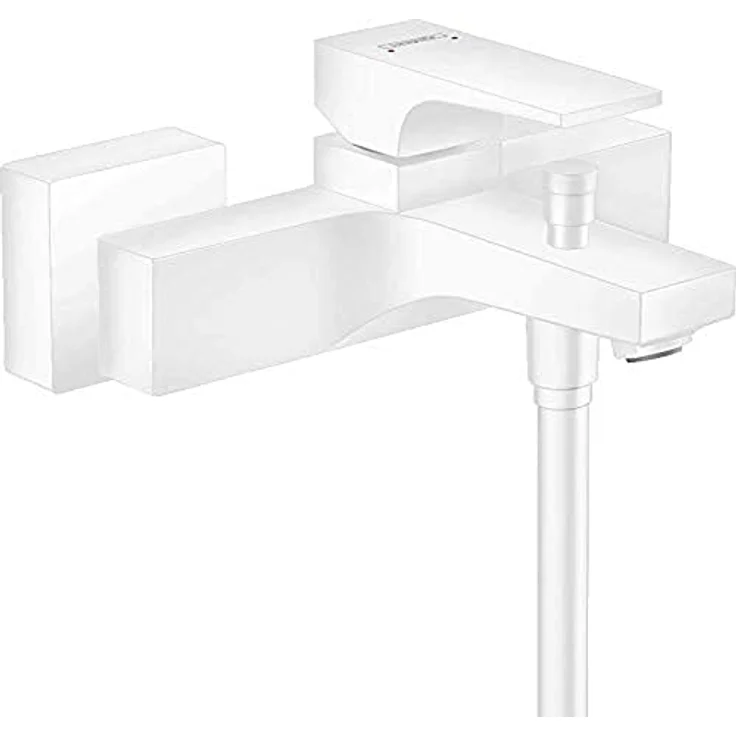 hansgrohe Wannenarmatur Metropol, Aufputz Einhebel-Wannenmischer mit mattweißer Oberfläche und automatischer Rückstellung – Bild 1