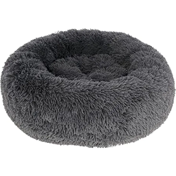 Kerbl 80409 Kuschelbett Fluffy grau, Durchmesser 60cmx18cm, 0.873 kg