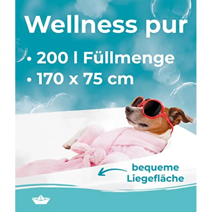 Calmwaters® Premium Badewanne Komplettset 170x75 cm Original, Made in EU, 3in1 Acryl-Badewanne mit Wannenträger & Ablaufgarnitur, Körperformbadewanne, Rechteckbadewanne 170 x 75, 200 l, Weiß – Bild 2