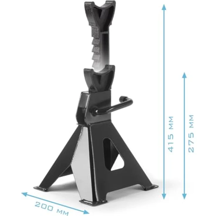 Stahlwerk JS-3 ST Set, Wagenheber Unterstellböcke mit 3 t Tragkraft, Höhe verstellbar 275 - 415 mm, schwarz – Bild 5