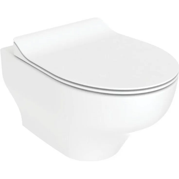 Creavit Tiefspül-WC NS323-00CB00E-0000, Wand-WC mit Bidetfunktion (Ohne Bidethahn), Spülrandlos, glänzend weiß, Tornado Flush