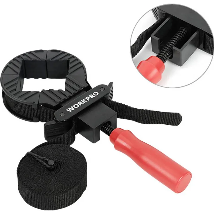 WorkPro Bandspanner WP232044, Zwinge für quadratische und runde Werkstücke, Länge: 294mm