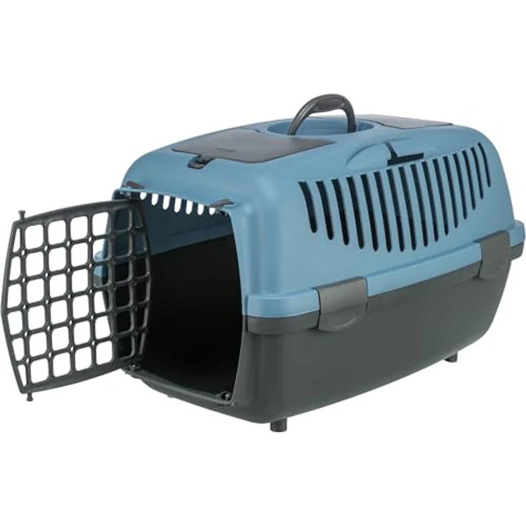 Trixie 39822 Transportbox Capri 2, XS–S: 37 × 34 × 55 cm, dunkelgrau/pastellblau – Bild 2