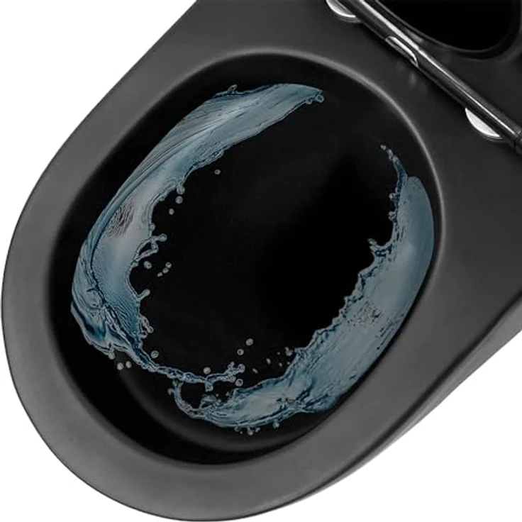 ECD Germany Spülrandloses Hänge WC schwarz matt mit WC-Sitz abnehmbar Duroplast Softclose Absenkautomatik, Wand-WC Tiefspüler verlängerte Ausladung 52 cm, Design Toilette Sanitärkeramik, Tiefspül-WC – Bild 4