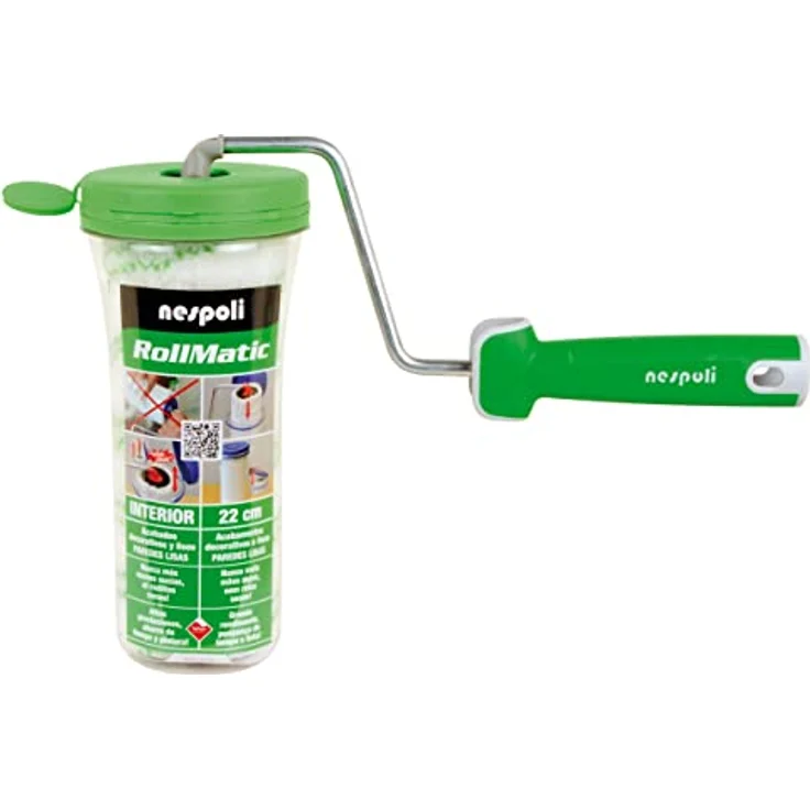 Nespoli Farbwalze, 22 cm, Rollmatic System, ideal für Wände und Decken, mit Schutzhülle, einfach wechselbare Rolle, nass und einsatzbereit bis zu 3 Wochen – Bild 1