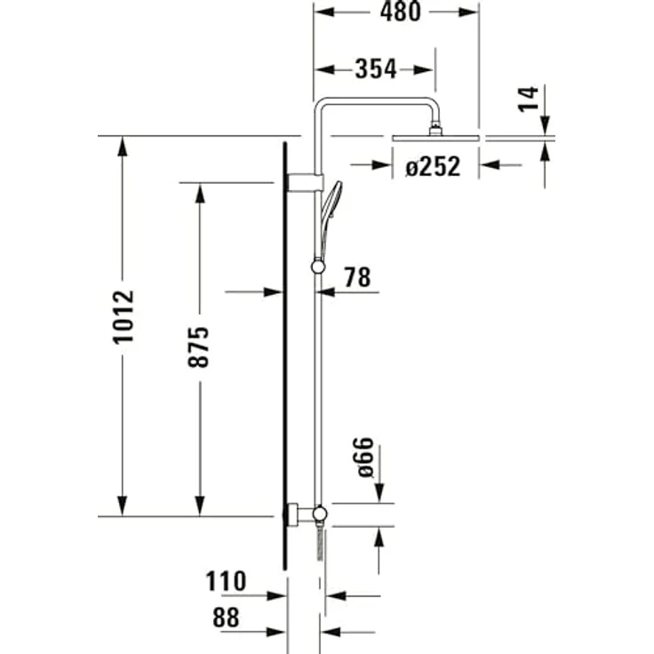 Duravit Duschsystem, Duschinstallation mit Thermostatkartusche, Aufputz-Wandmontage, HeatLock-Funktion und drei Strahlarten – Bild 4