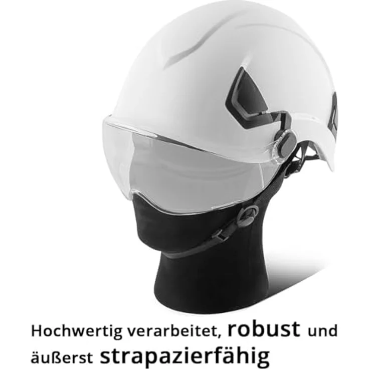 STAHLWERK SVH-100 ST Schutzhelm mit Visier EN397 EN166, Größenverstellbar, inkl. kratzfester Schutzbrille für Bau- und Agrar-Industrie – Bild 3