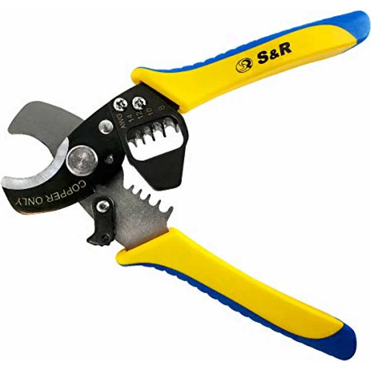 S&R Elektro-Kabel-Schneider, Kabel-Schere bis 11 mm, Entmantler, Abteilter, Abisolierer, Installations-Zange, Abisolierwerkzeug für AWG 14, 12, 10, 8, Drahtabisolierer und Drahtzange 170 mm - Vielseitiges Elektro-Kabel-Werkzeug für präzise Kabelverarbeitung - Preisvergleich – Bild 1