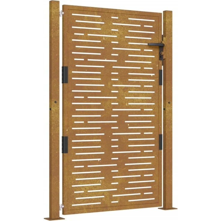vidaXL Gartentor aus Cortenstahl, Rostig, abschließbar - 105 x 130 cm – Bild 1