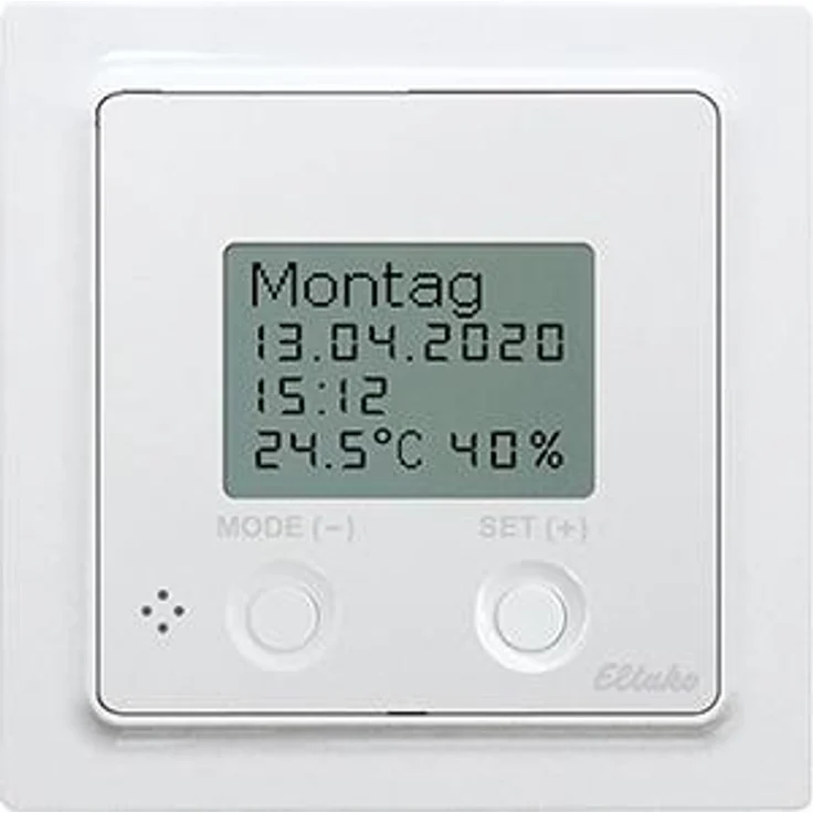 Eltako FUTH55ED/12-24V UC-pg Hygrostat, Funk-Thermo-Hygrostat mit 30m Reichweite und beleuchtetem Display